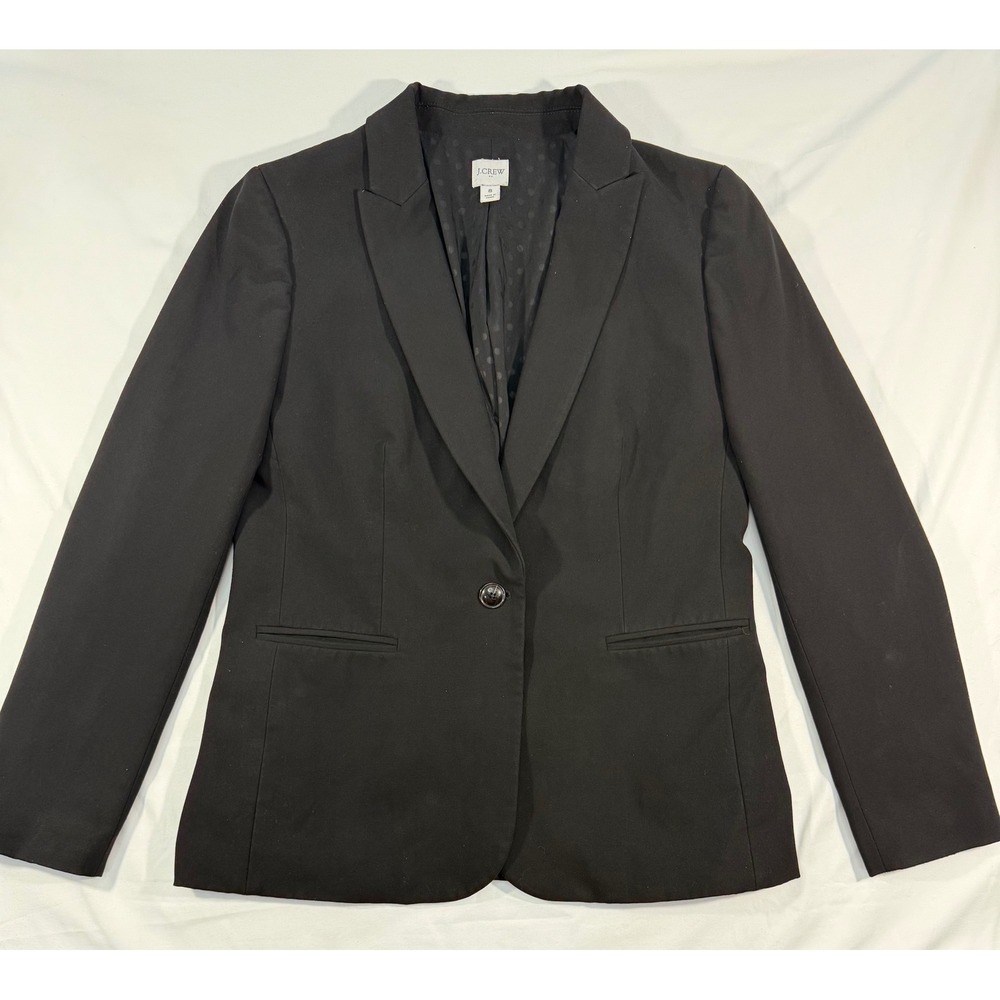 J.Crew Black One Button Tailored Blazer Jacket Style AS672 Size 8